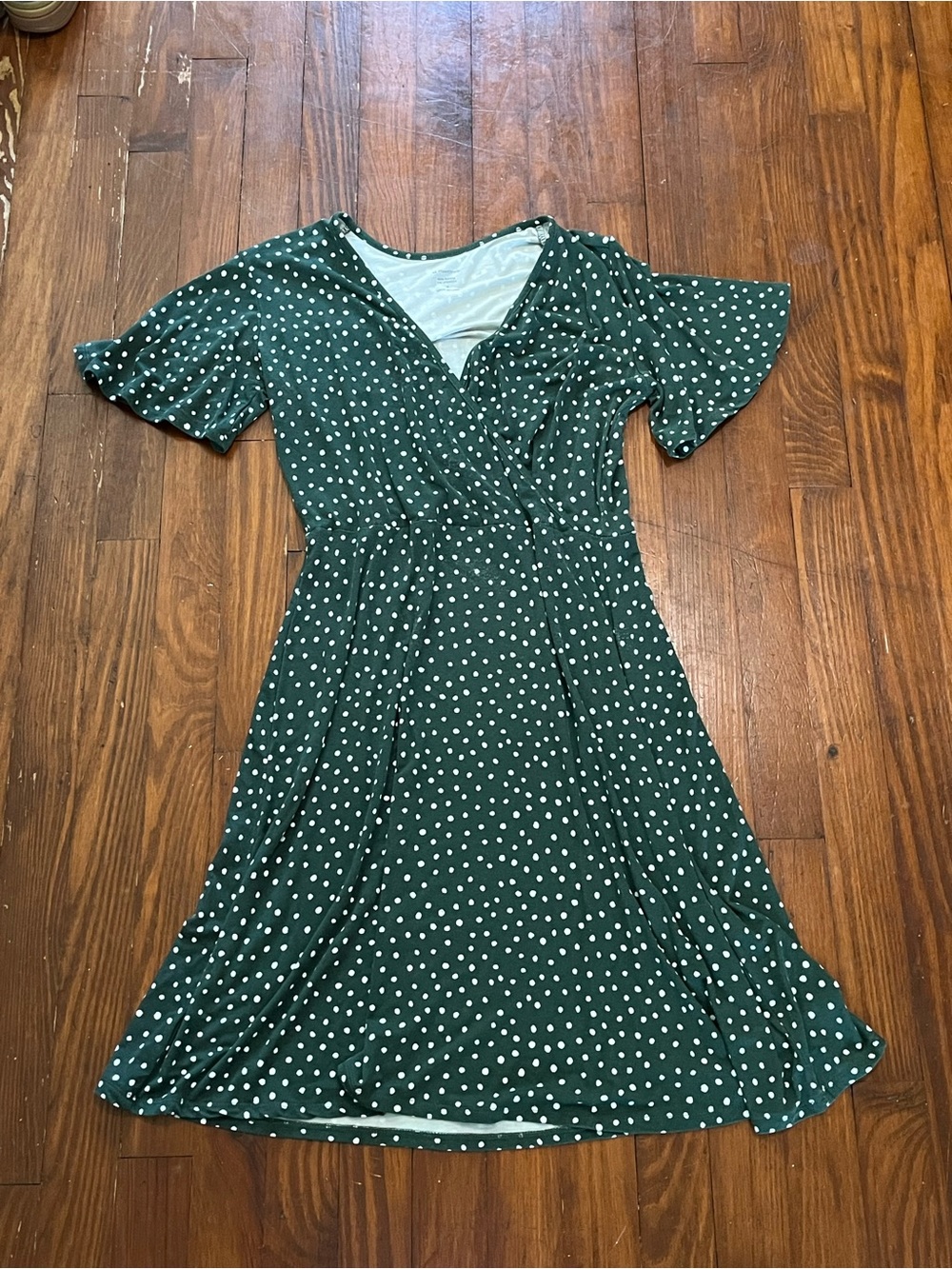 41 Hawthorn Green Polka Dot Wrap-Style Dress